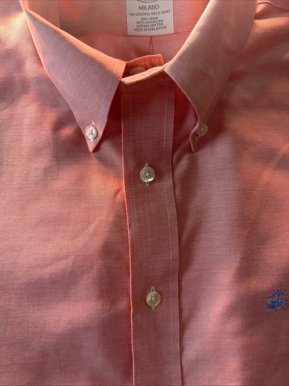 Milano Coral Pink Polo Shirt with Green Logo Tag